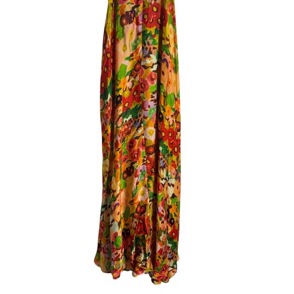 Carolina K Yellow Multicolor Floral Halter Sleeveless Cutout Midi Dress Size S - Picture 10 of 11